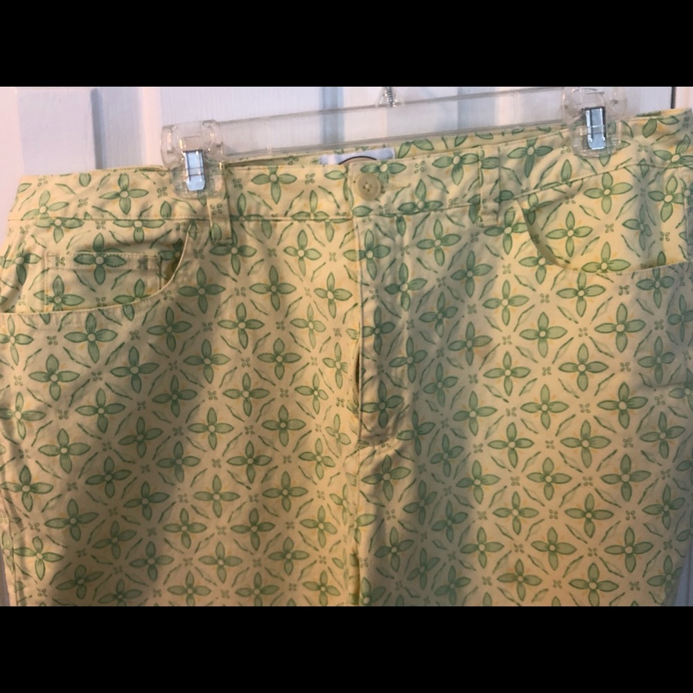 Talbots Yellow and Green Floral Pants size 16